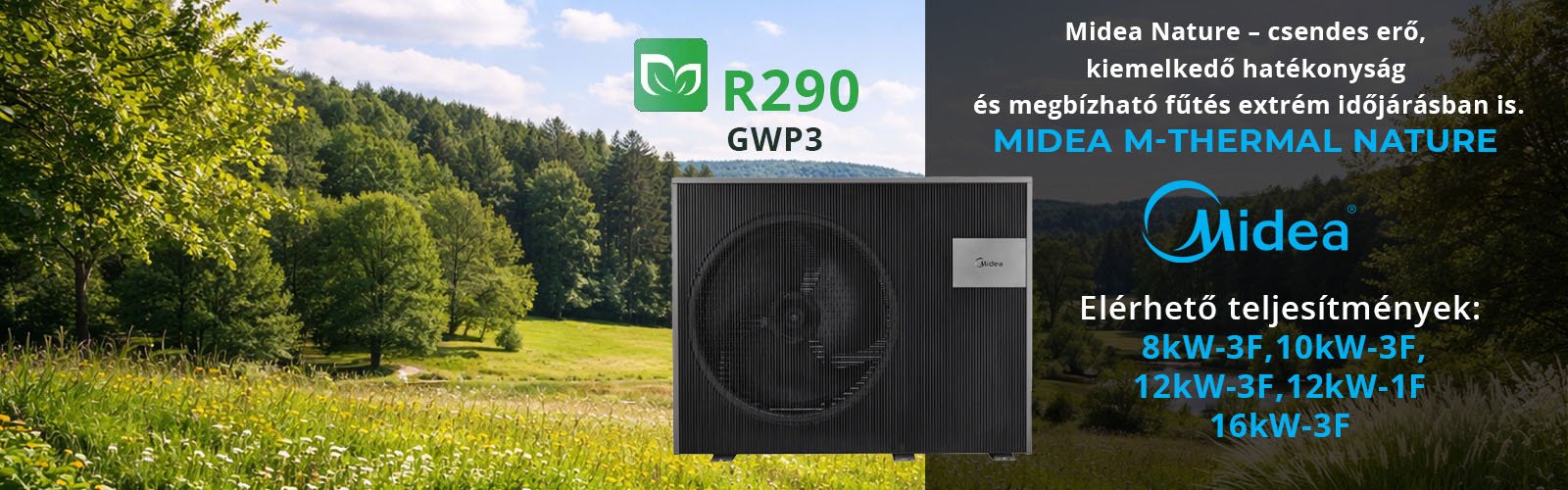 Midea Hőszivattyú R290 környezetbarát hűtőközeggel, WIFI és Okosotthon csatlakozás, csendes