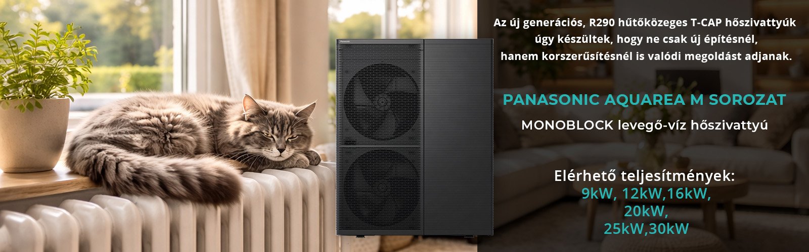 Panasonic Hőszivattyú R290 környezetbarát hűtőközeggel, WIFI és Okosotthon csatlakozás, csendes